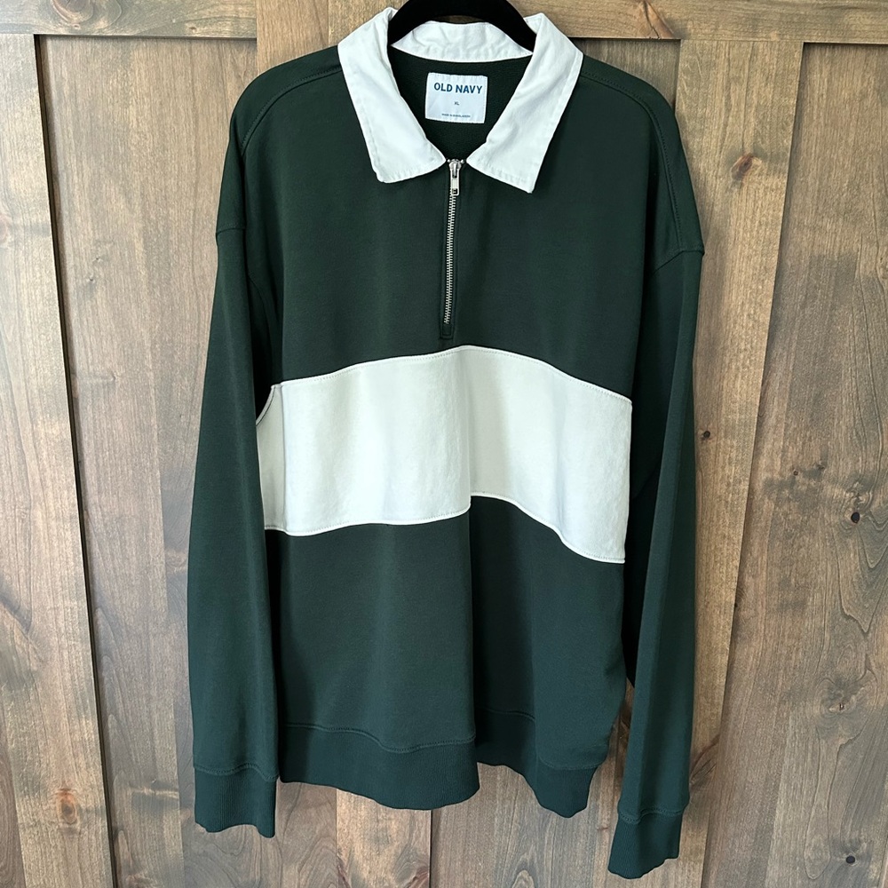 NWOT Old Navy Quarter Zip Rugby Stripe Polo